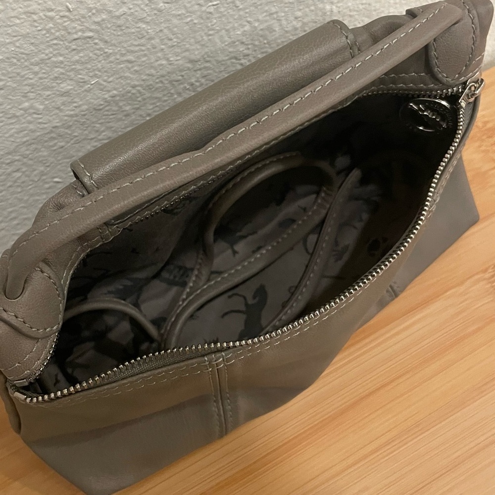Longchamp Gray Lambskin Leather Le Pliage Crossbody Bag - Picture 4 of 10